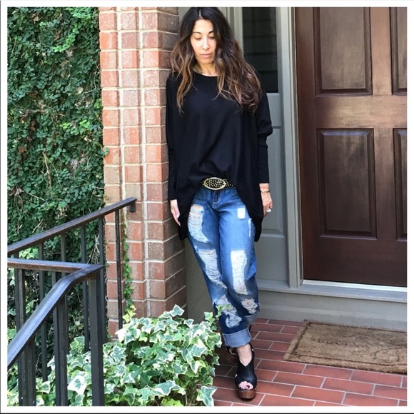 OVERSIZED LOOSE FIT BLACK KNIT SWEATER - Picture 4 of 10